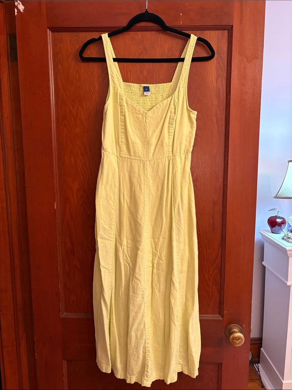 Linen Green/Yellow Sleeveless Summer Dress